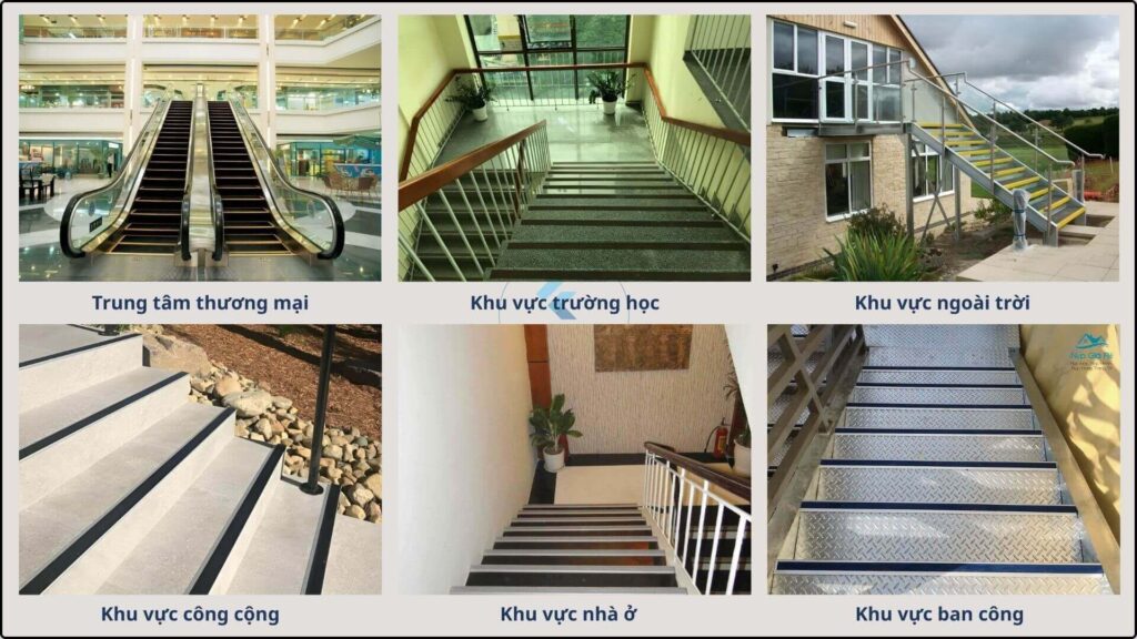 Ứng dụng thực tế nẹp chống trượt bậc cầu thang