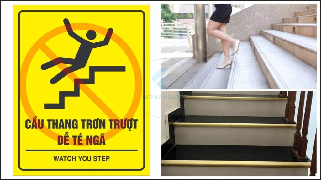 Hình ảnh ứng dụng thực tế của nẹp chống trượt cầu thang
