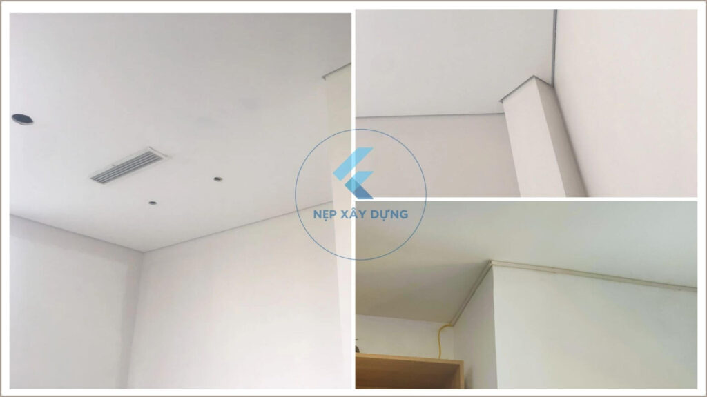 Hình ảnh ứng dụng thực tế nẹp tách khe trần
